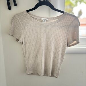 Light Gray Ribbed Women's Top